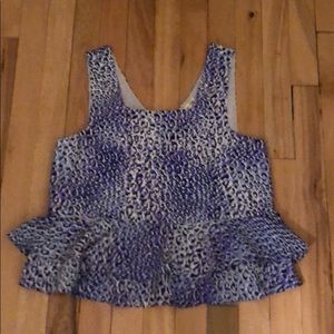 Rebecca Taylor blue leopard print peplum top